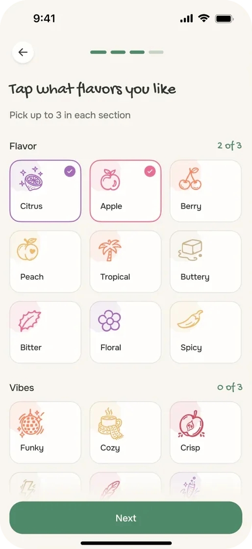 Tap the flavours you like