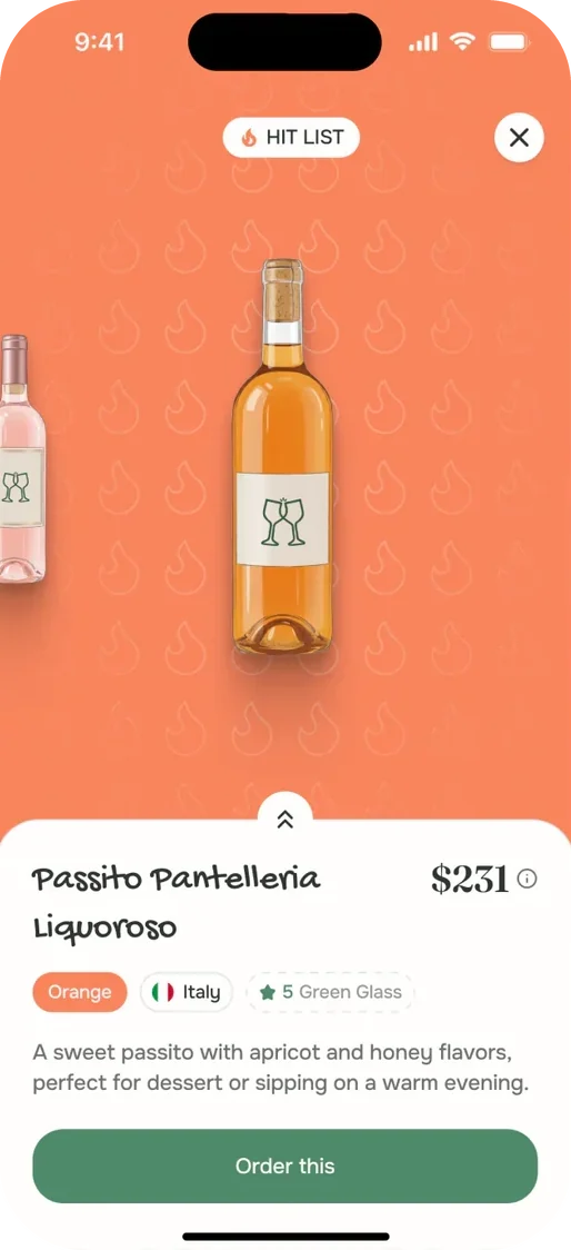 Bottle details, Passito Pantelleria